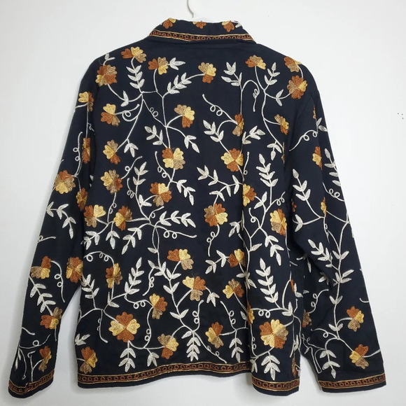Nwot Life Style Petite Embroidered Floral Jacket Medium Black Long Sleev… - Picture 12 of 12
